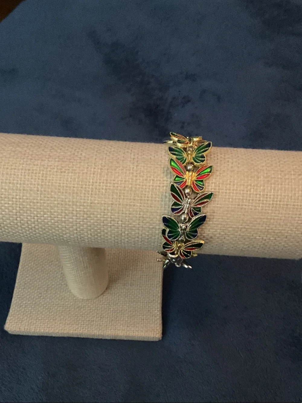 Gold-Tone Multicolor Enamel Butterfly Link Bracelet - Women Jewelry